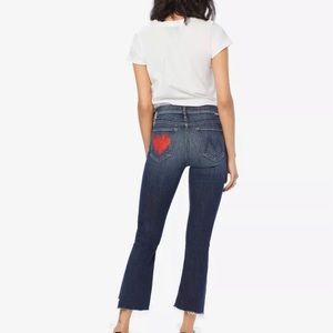 Mother Denim Insider Crop Step Fray, Love On The Edge, Size 30 with heart